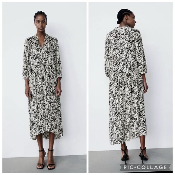 Zara printed high low casual midi dress - Picture 1 of 11